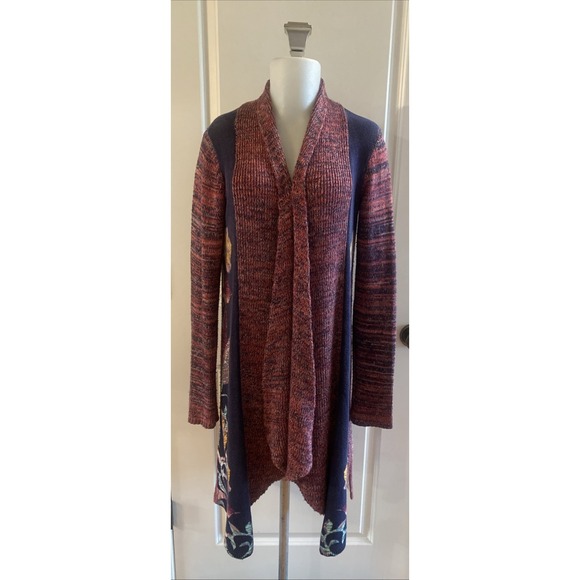 Anthropologie Sweaters - Moth Anthropologie Size Medium Duster Cardigan Sweater Open Long Blue‎ Floral